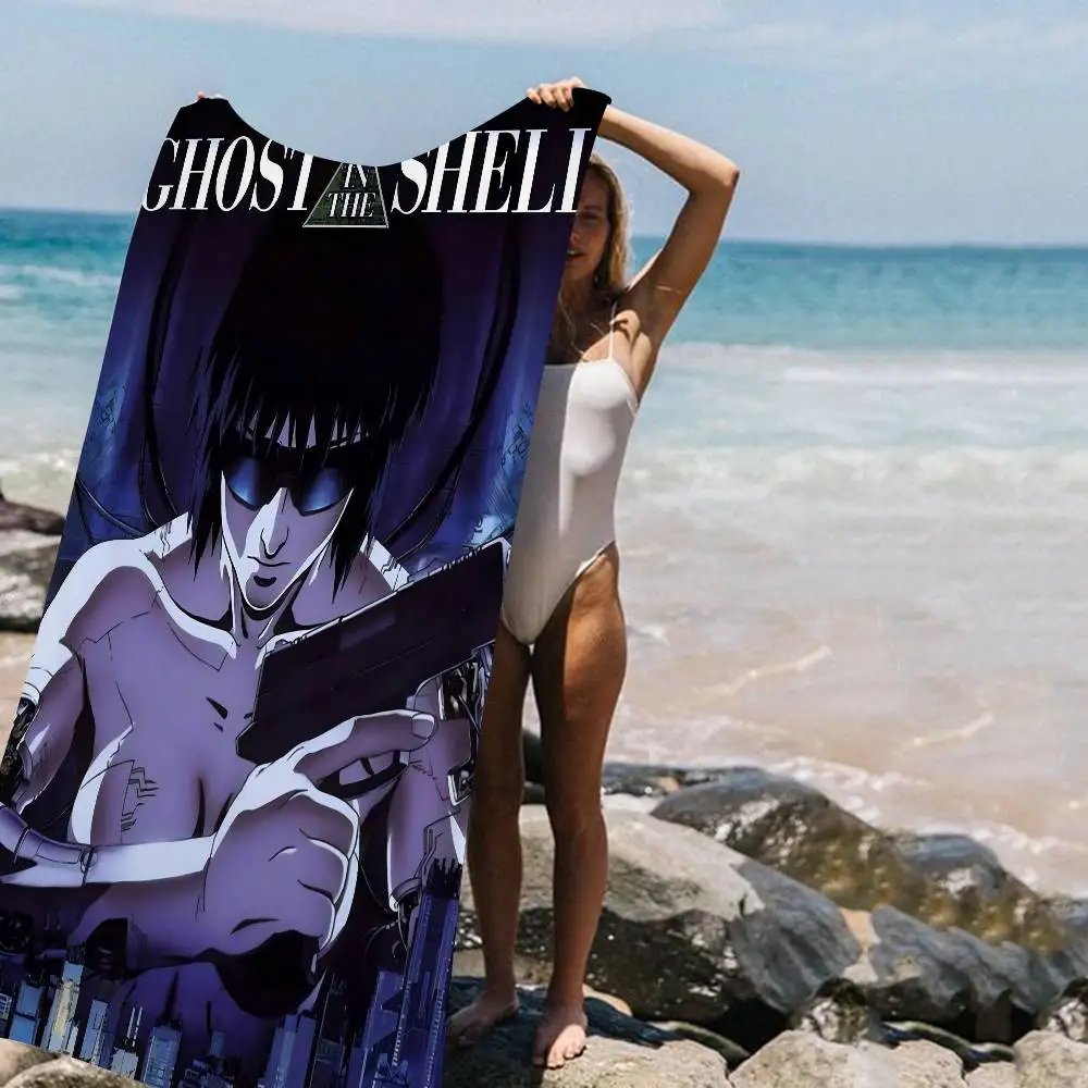 Ghost In The Shell Manga Movie Bath Towel Microfiber Soft Water Absorbing Breathable For Girl Kids Decorative Cartoon Beach