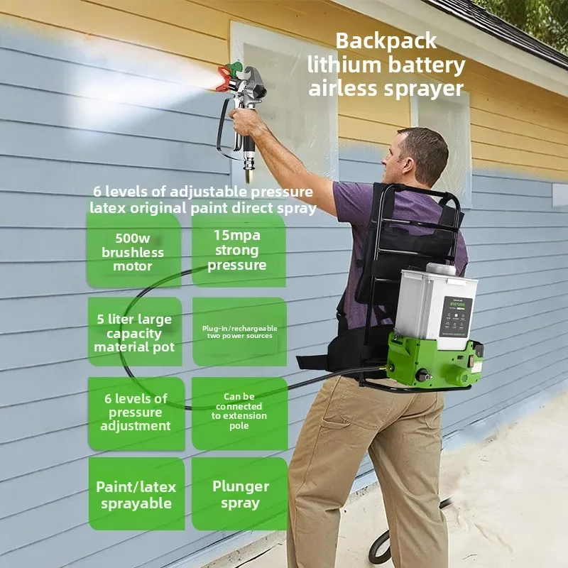 

Lithium battery high pressure airless sprayer small latex paint sprayer paint coating plunger all-in-one machine