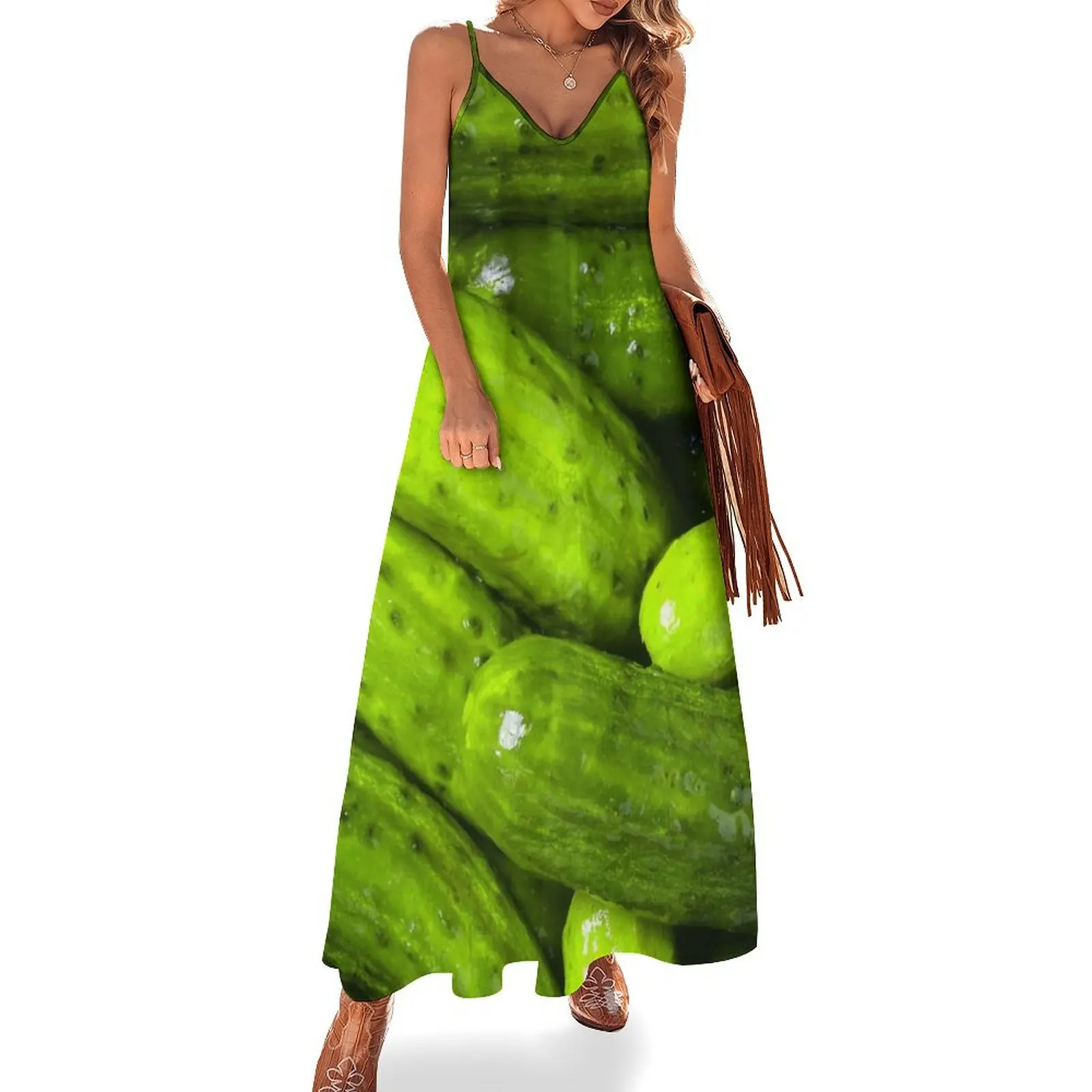 

Pickles Love Green Pickles Sleeveless Dress Clothing female dresses for prom