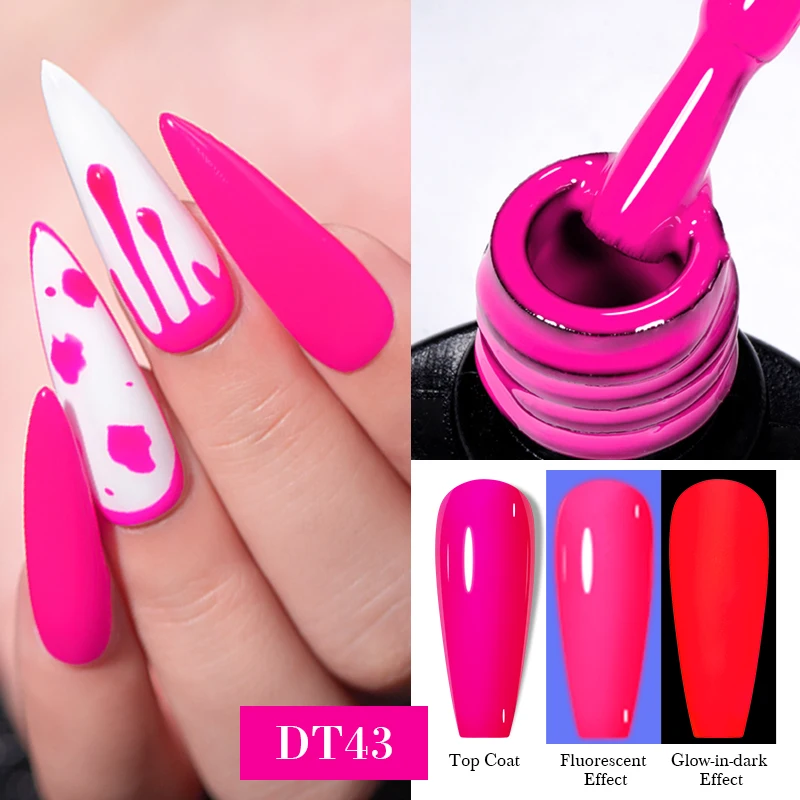 MEET ACROSS 7 ml Orange Rot Rosa Gel Nagellack Laser Sparkling Soak Off Semi Permanent Nail Art UV Gel Lacke Frühling Sommer