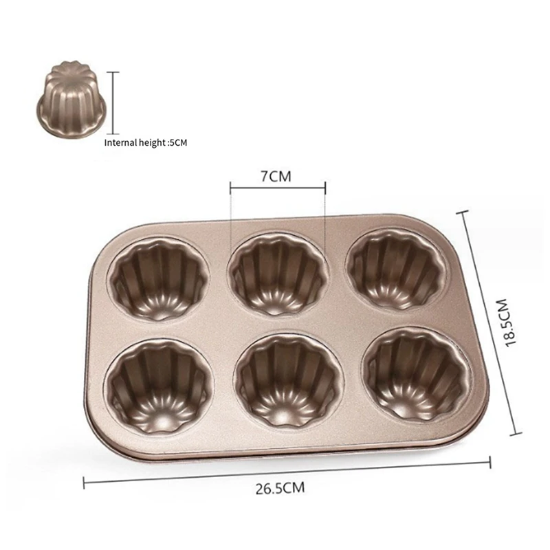 Canele Mold Cake Pan, Non-Stick Canele Baking Pan For Oven Carbon Steel Caneles Mold Bakeware Tool