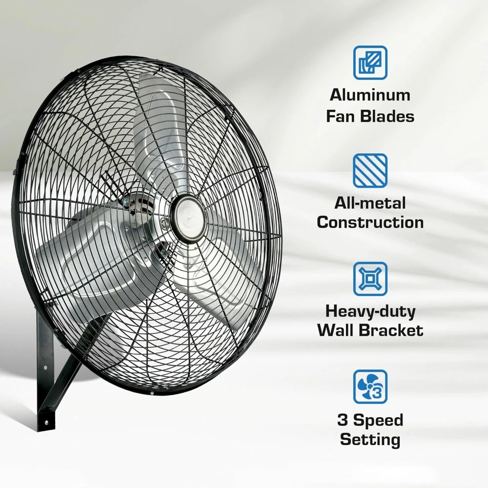 Oscillating Wall Mount Fan, 3 Quiet Speeds, Pro Commercial Grade, 30