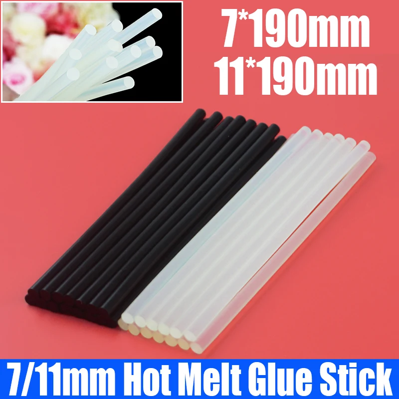 30PCS 7/11mm Translucent/Black Hot Melt Glue Stick Strong Viscosity Hot Melt Glue Stick Rod For Electric Glue Gun L=190mm