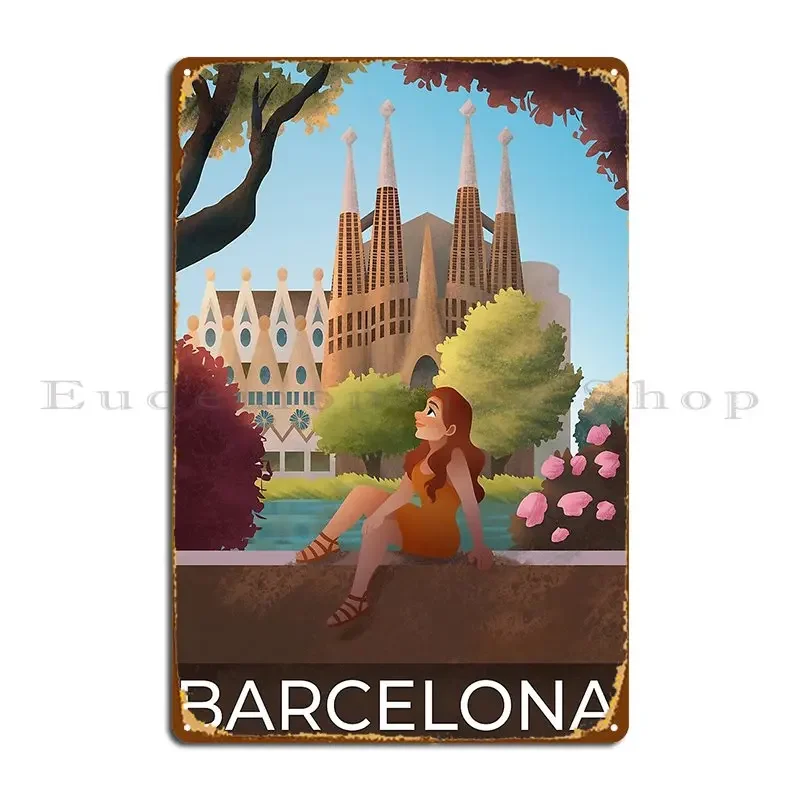Barcelona Spain Metal Sign Wall Mural Club Character Cinema Funny Tin Sign Poster