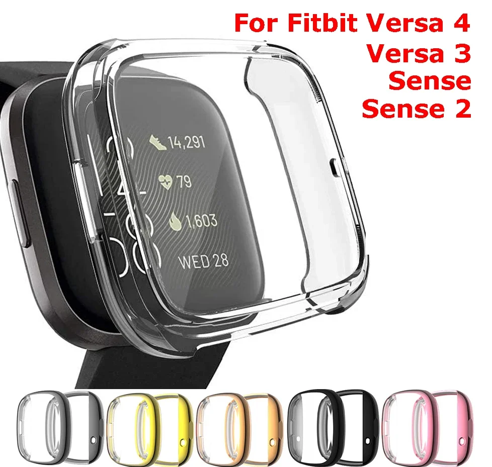 Funda de reloj de cubierta completa para Fitbit Sense 2/Versa 3/Versa 4, funda protectora de pantalla, parachoques para Fitbit Sense 2/Sense, funda protectora