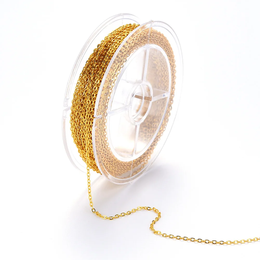 Link Chain Spool Bulk with 4mm Jump Ring and Lobster Clasps for Craft DIY Necklace Jewelry Making Gold