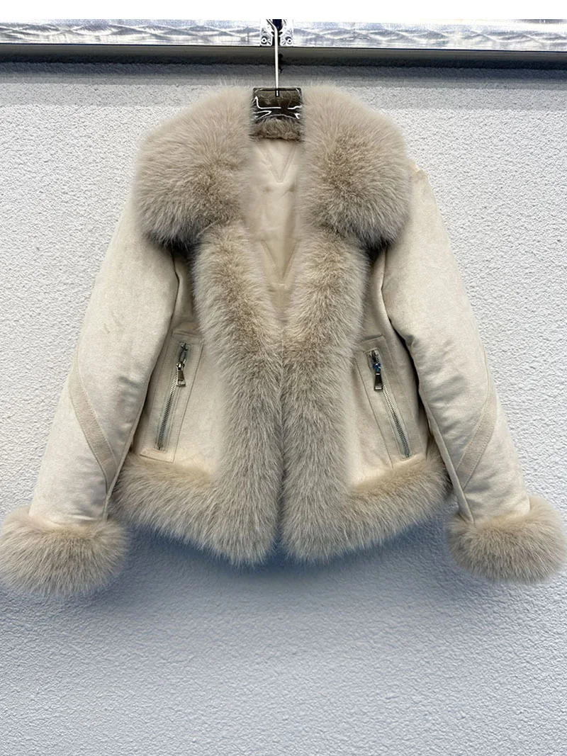 ZADORIN Luxury Designer Suede Cotton Padded Plush Faux Fur Coat Woman Clothing Winter Lapel Furry Jacket Short Fur Faux Coat Top