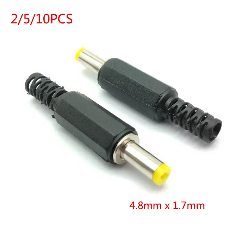 2/5/10PCS Black 4.8mm x 1.7mm DC Power Male Plug Jack Adapter 4.8*1.7 jack For Laptop Socket Outlet Plug DIY