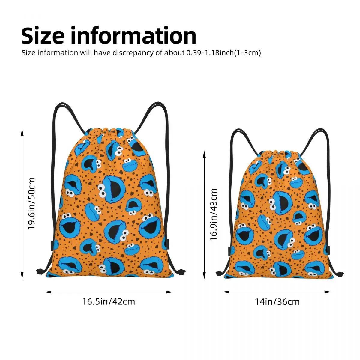 Sesames street Cookies Monsters Cartoon zaino con coulisse sport Gym Sackpack String Bags for Exercise