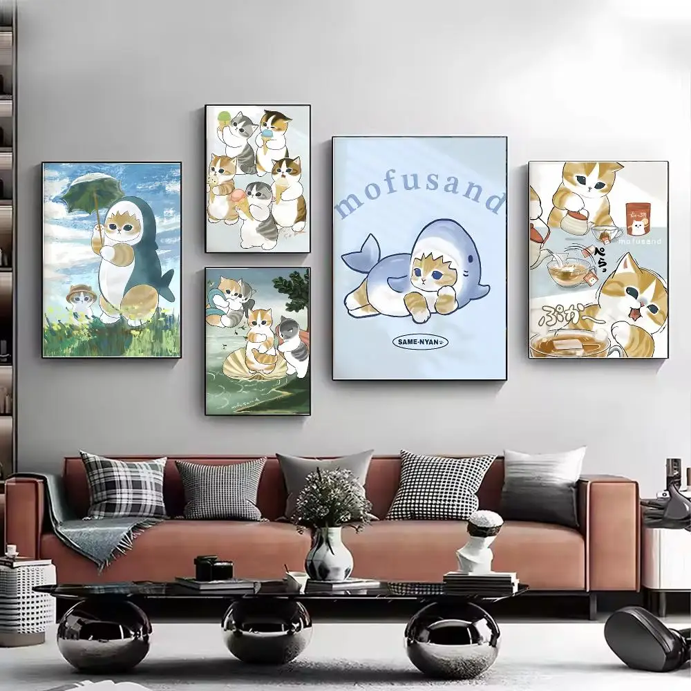 Fluffy Character M-Mofusand Poster Stylish Wall Art Print for Living Room Bedroom Study Office Café Home Decor Modern Gift