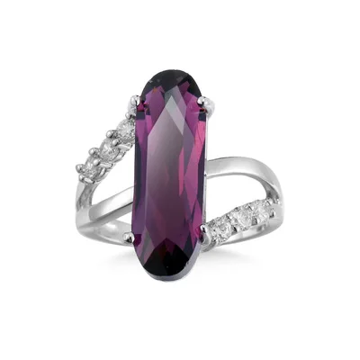 NUOVI anelli in argento sterling color verde/viola sezione ellittica lunga 2023 anelli di fidanzamento CZ per le donne ultimo design