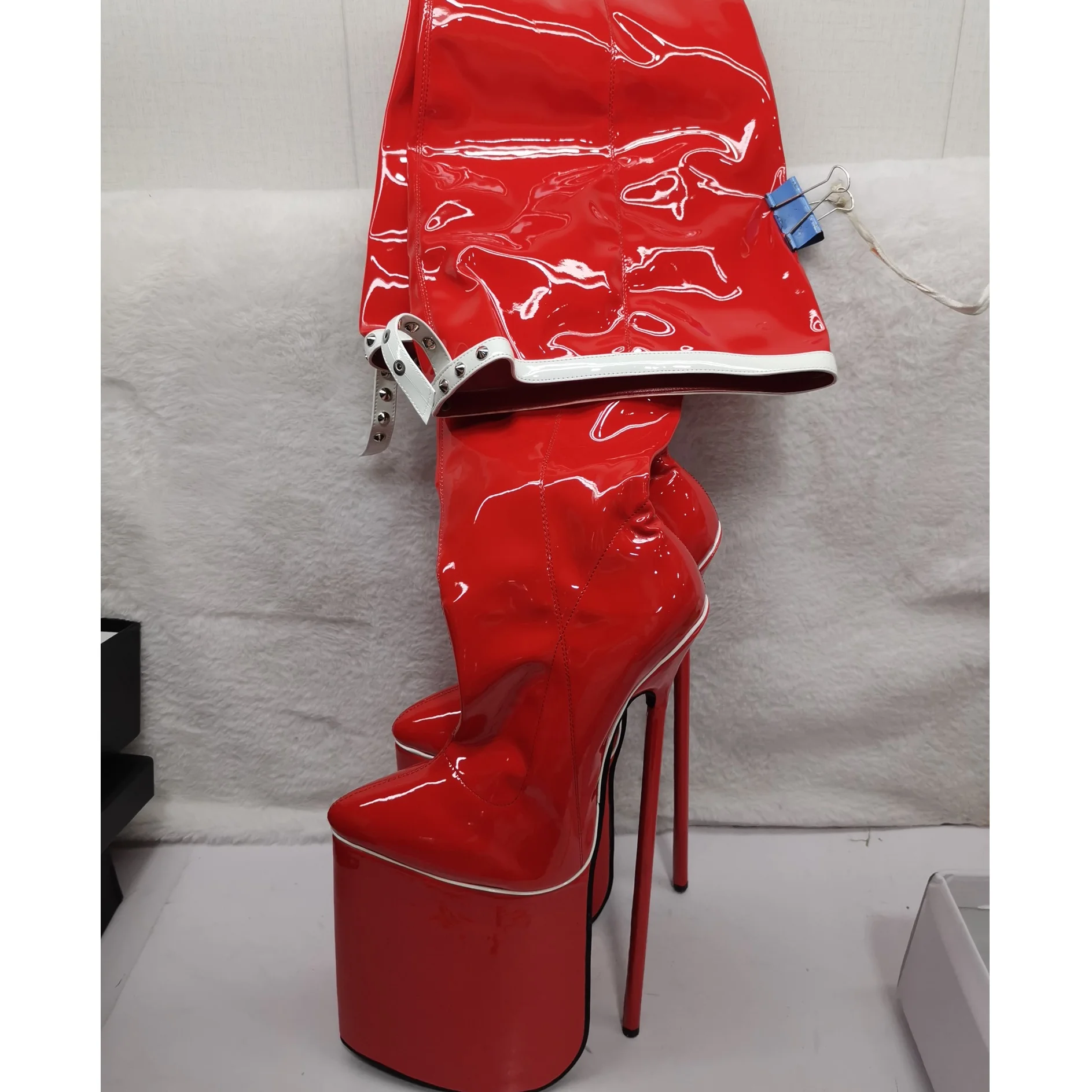 

Red Rivet Over Knee High Platform Boots Thin High Heel Fashion Cool Sexy Winter Casual Big Size Woman Shoes Zapatillas Mujer