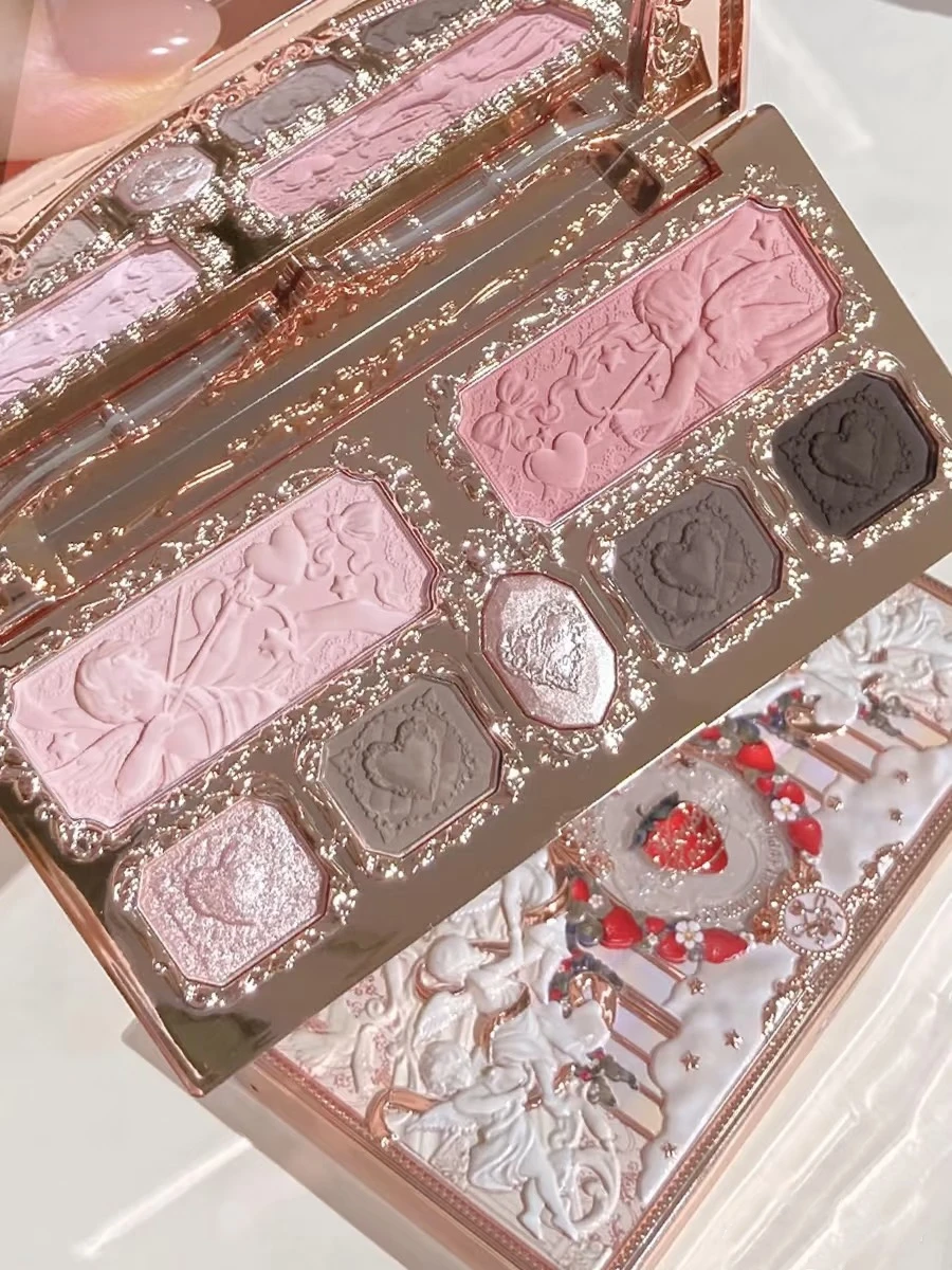 Flower Knows Strawberry Cupid Eyeshadow Palette Highlighter Face Makeup Palette 7-kolorowy brokatowy cień do powiek FlowerKnows Original