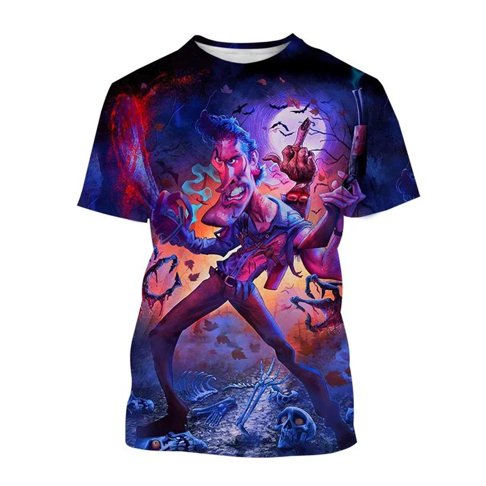 Summer Evil Dead 3D Horror Printed Men's T-shirt Casual Fashion Streetwear Tops Oversized Round Neck Short Sleeve Unisex Clothes