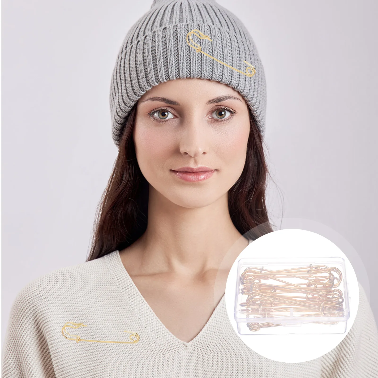 10Pcs Retro Safety Pin Brooch Clips Stainless Steel Sharp Sewing Pins for Clothes Quilting DIY Crafts Safety Pin