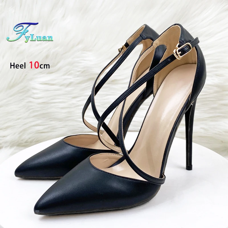 

Закрытые сандалии с острым носком по бокам, элегантная женская обувь, лето 2023 года, 8 см, 10 см, 12 см, матовые туфли на высоком каблуке-шпильке, размер 35-46