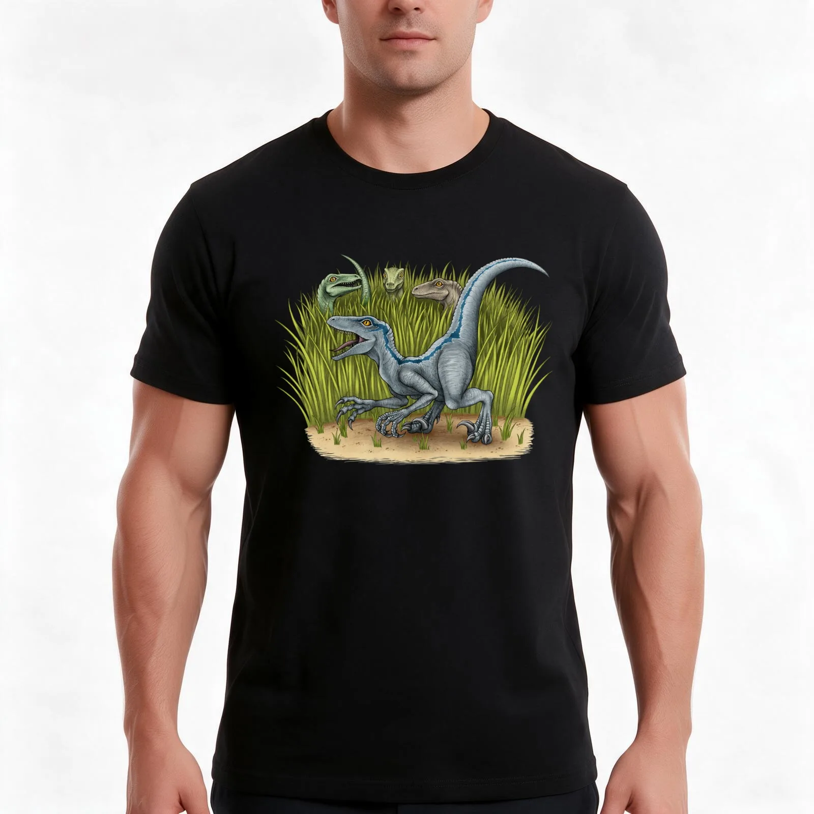 Jurassic World Velociraptors T-Shirt, Summer Casual Cotton Tee, Oversized Streetwear Tops, Vintage Graphic Print, 100% Cotton