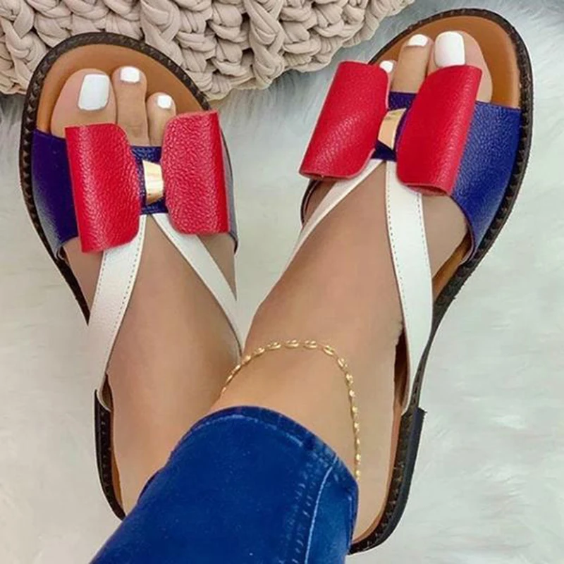 2023 Summer Women Slippers Cute Butterfly-Knot Casual Sandals Lady Slides Flats Slip-On Women Shoes for Women Zapatillas Mujer