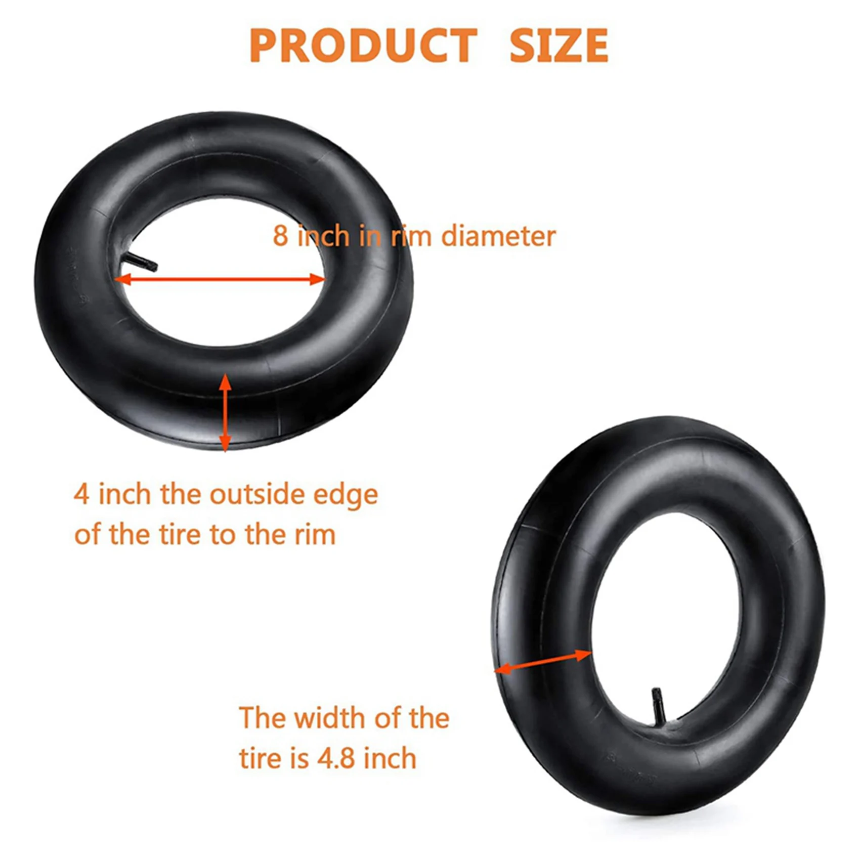 

TURE 4Pcs 4.80/4.00-8 Inch Tire Inner Tubes For Heavy Duty Cart,Like Hand Trucks, Garden Carts,Mowers And More
