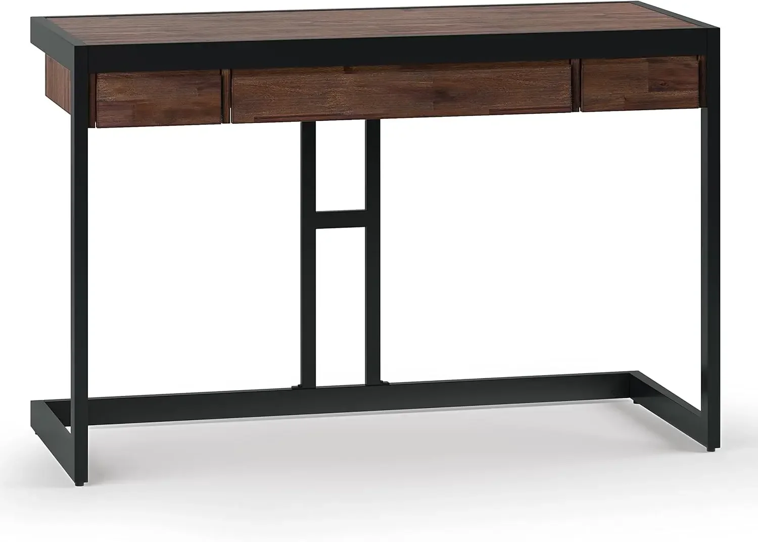 SIMPLIHOME Erina SOLID ACACIA WOOD Modern Industrial 48 Inch Wide Small Desk in Distressed Charcoal Brown, For the Office Desk,