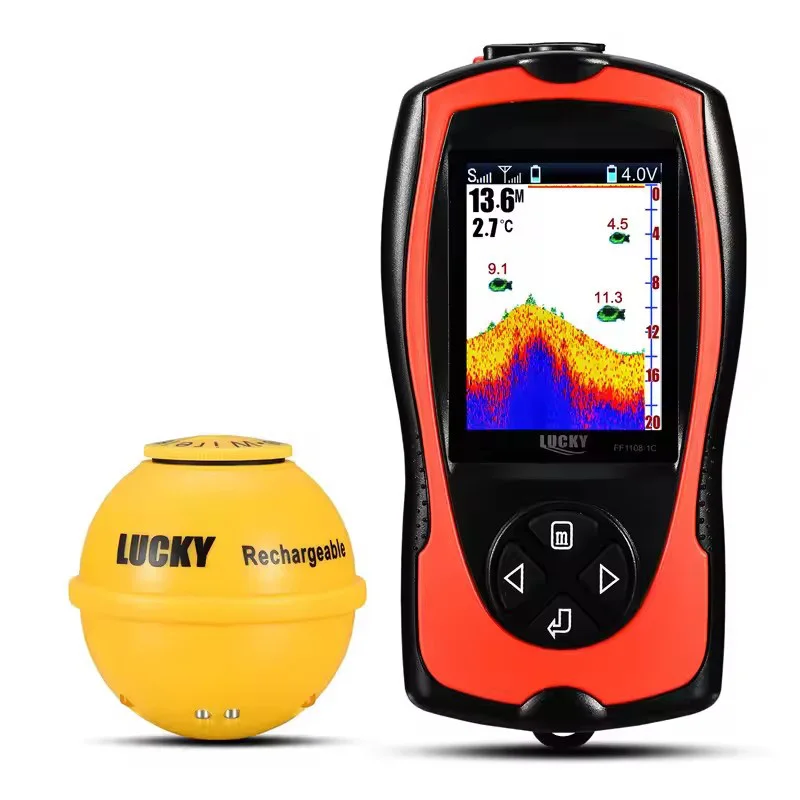 

Sonar Fish Finder FF1108-1CWLA Rechargeable Wireless Sensor 45M Water Depth Echo Sounder Fishing Portable Fish Finder