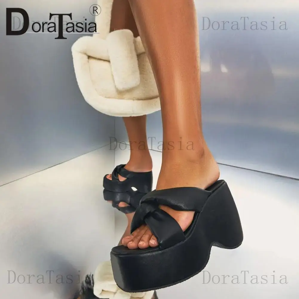Brand New Ladies Solid Platform Slides Fashion Wedges High Heels Summer women's Slippers 2023 Casual Party Beach Shoes Woman