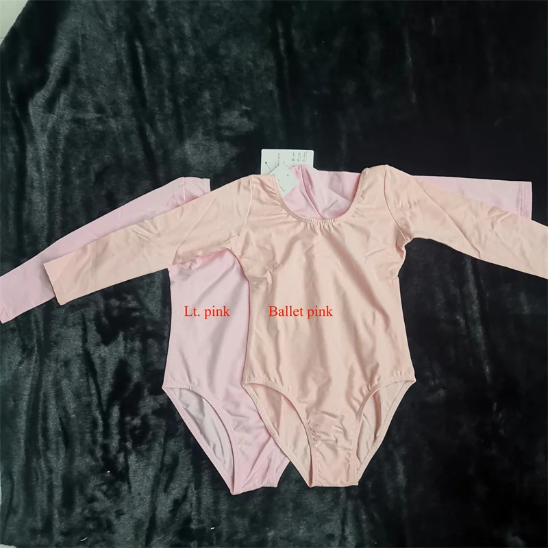 Gorąca Wyprzedaż Dziecięce Dziewczęce Stroje Treningowe do Tańca Białe Czarne Fioletowe Różowe Długi Rękaw Bawełna Spandex Trykoty Baletowe