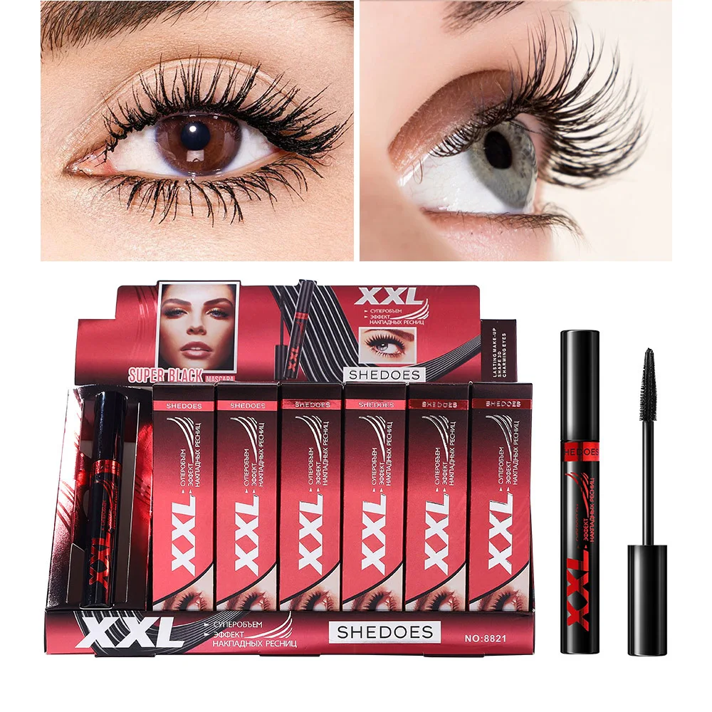 24Pcs Shedoes Thick and Long Black Mascara Liquid Lash Extensions Waterproof Long-Lasting for a Full Fan Effect