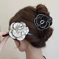 Korean Fabric Camellia Flower Hair Claw Elegant Temperament Hair Clips for Women Barrettes Headband Girls Hair Accessories
