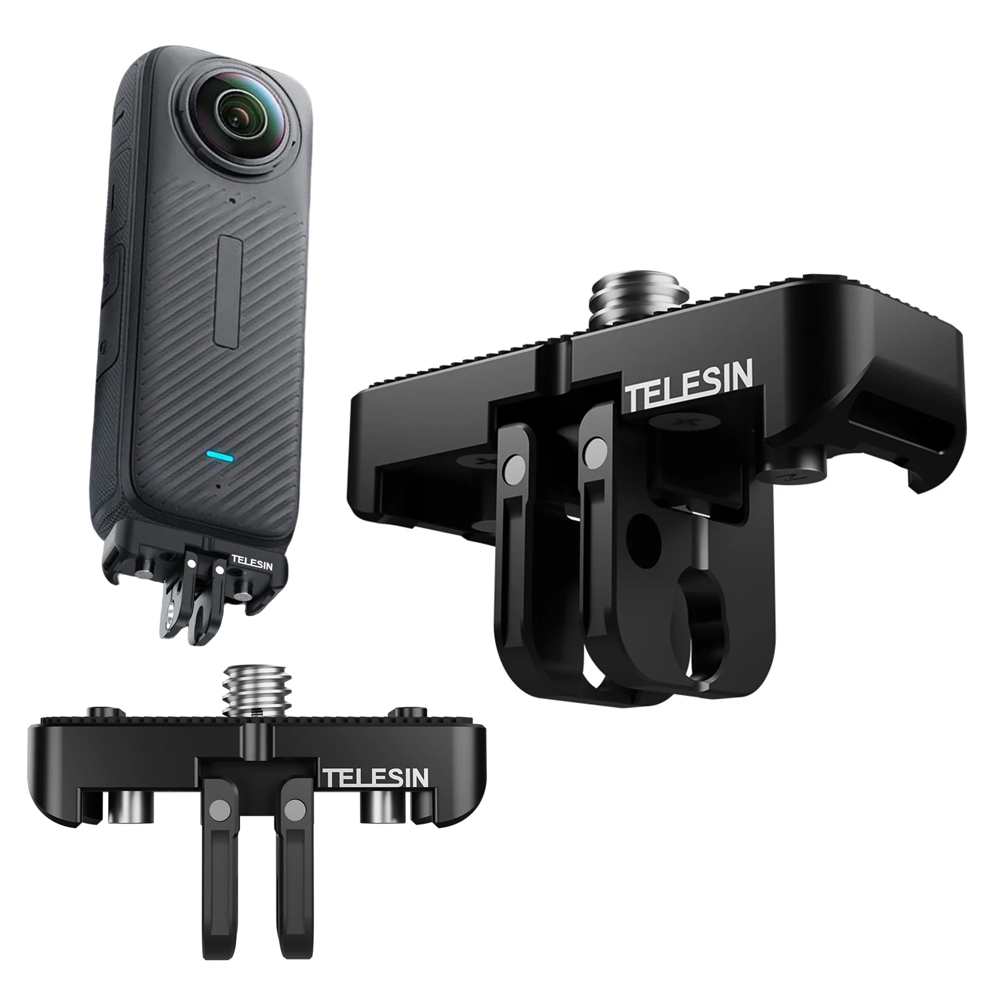 

TELESIN Multifunctional Two Claw Adapter Magnetic Quick Release Base Camera Tripod Mount for Insta360 X4 Camera Accessories