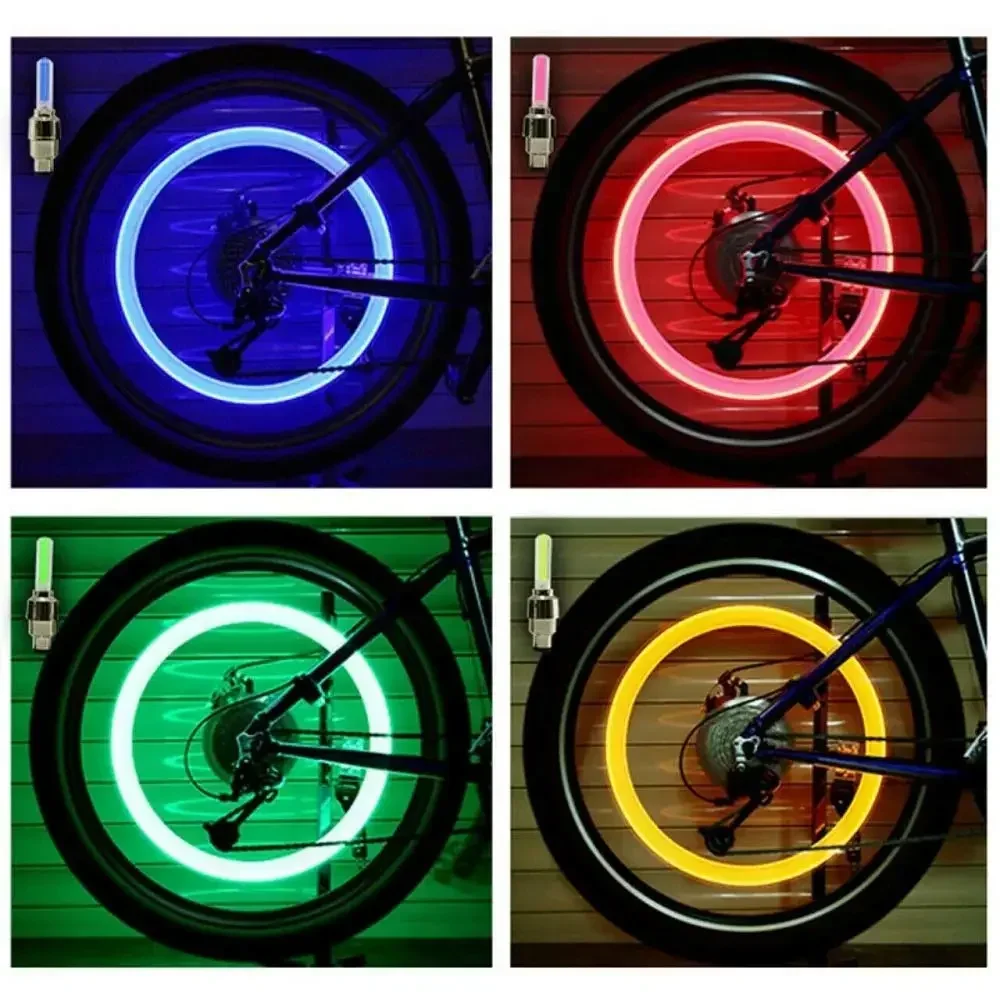 2/4pcs Motorcycle Bicycle Tire Valve Caps Light LED Neon Flash Lamp Waterproof Tyre Universal Wheel Lights Car Accessories image 3