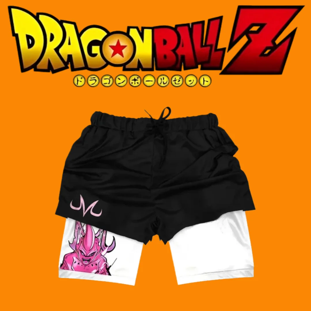

Спортивные шорты в стиле аниме для мужчин и женщин, Dragon Ball One By One с 3D-принтом 2 в 1, лето, 100% чистый хлопок, искусственные два пары шорт