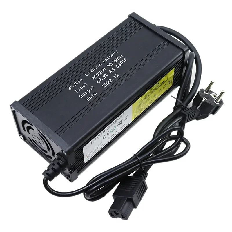 48V 60V 72V 8A Lithium Battery Charger Aluminum With Fan For 13S 16S 20S 54.6V 67.2V 84V E-tools motorcycle Cells smart charger