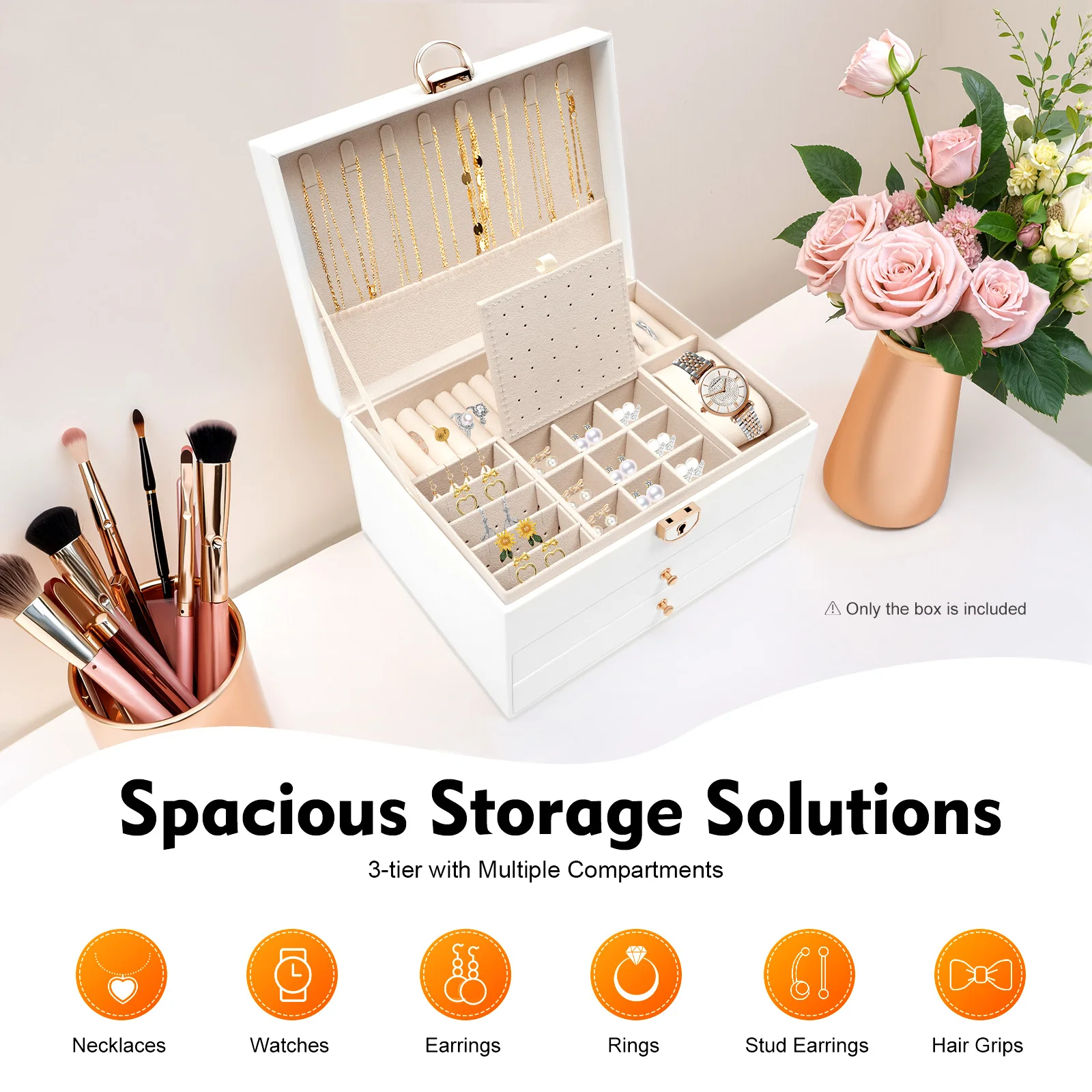 

Трехуровневый органайзер для часов и украшений с выдвижным ящиком, футляр для демонстрации браслетов