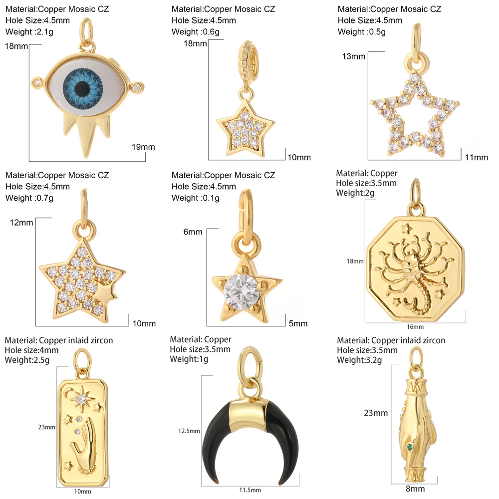 Diy Charms for Make Earrings Bracelet Necklace Cute Stars Eyes for Jewelry Making Supplies Gold Color Dijes Excellent Quality