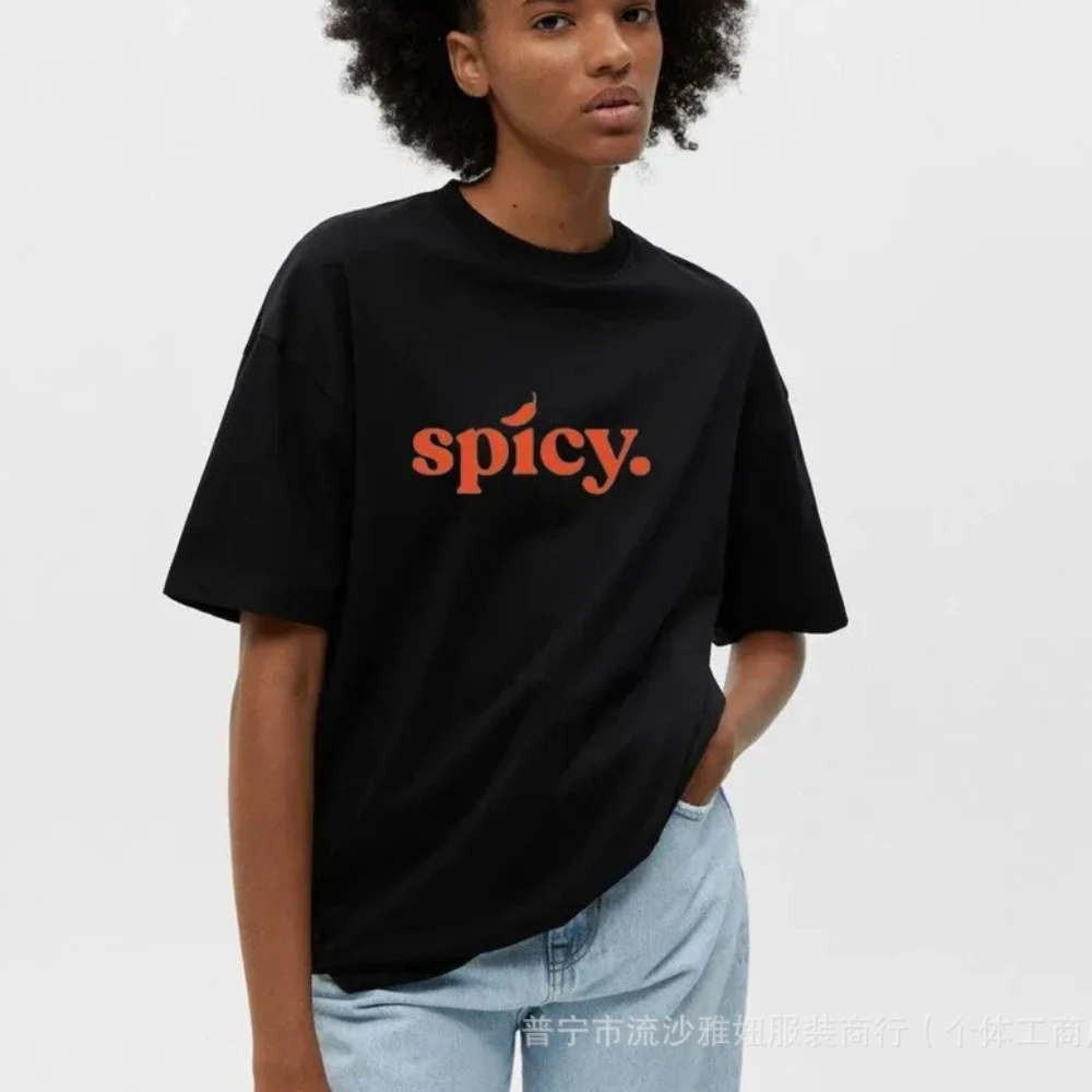 100% High Quality Soft Cotton Spicy Bold Print Chic Tee – Women's Casual Streetwear Statement Top Unique Streetwear Sweet Girls
