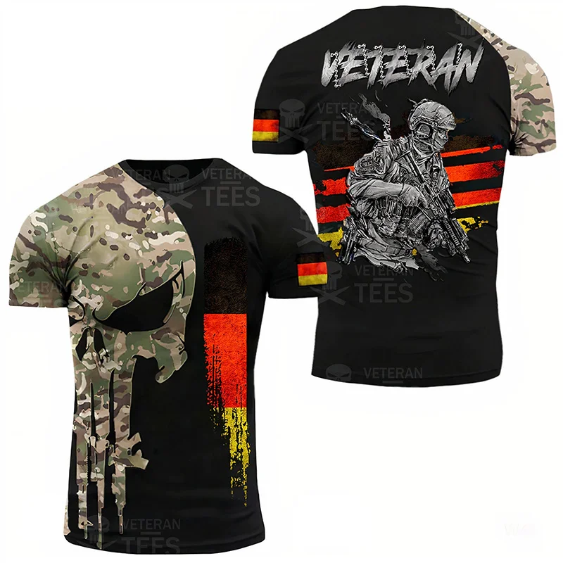 Germany Flag T Shirt Men Tops Tee Shirts 3D Jungle Camo Printed Deutschland Eagle Emblem T-Shirt Olive Beige Forest Short Sleeve image 3