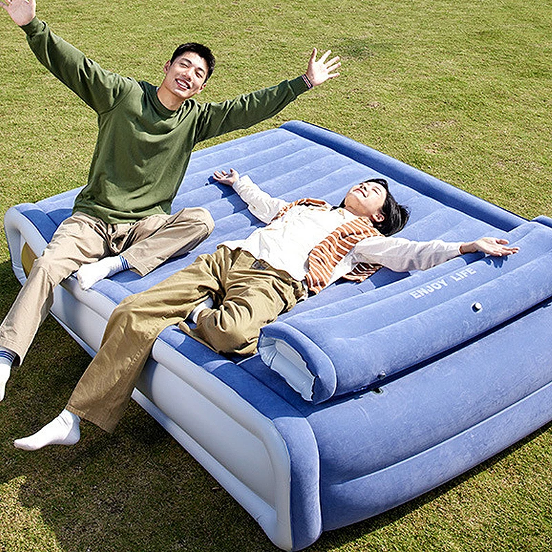 Outdoor Camping Inflatable Mattress, Plush Double Height, Home Inflatable Bed, Foldable Single Inflatable Sofa