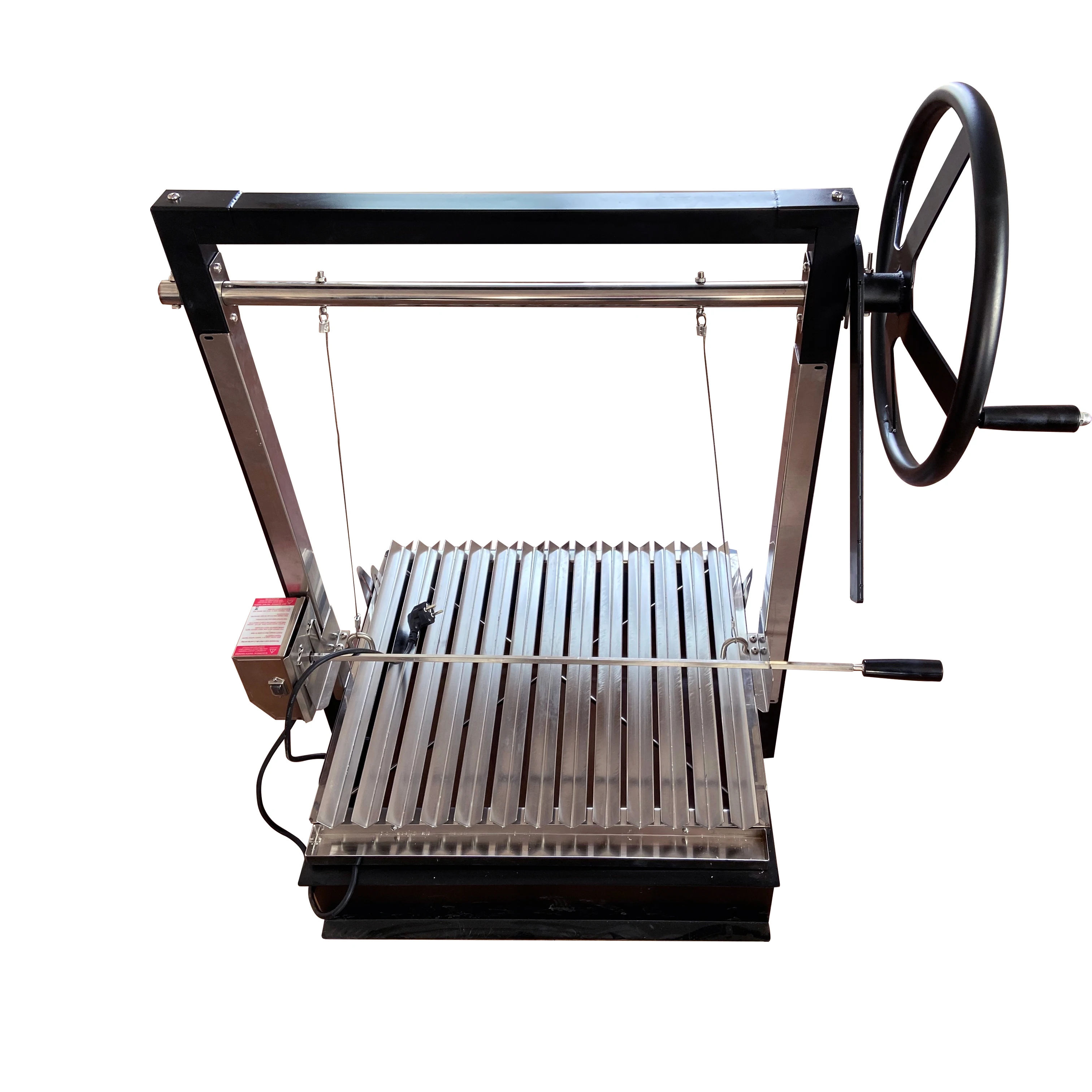 HDWYSY Charbon Chicken Roaster Brick Bbq Asador Argentinan Stainless Steel Grill Trolley Adjustable Height 2-3 People Capacity