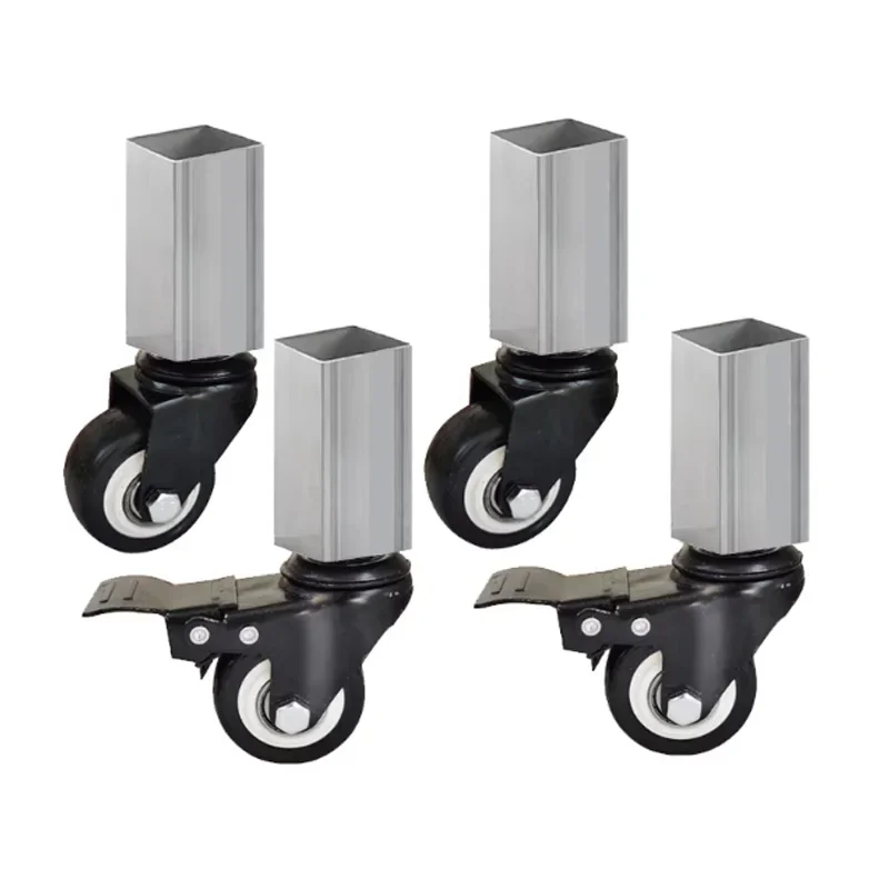 4pc-1.5-inch Square Tube (22mm To 57mm Size) Swivel Casters With Brakes/bearings For Shelves/storage Racks/tables/wooden Frames