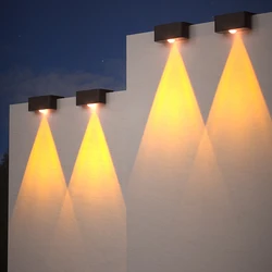 Luces solares de pared para exteriores, lámparas cuadradas inalámbricas de montaje en pared, impermeables IP65, decorativas para jardín, 4 piezas