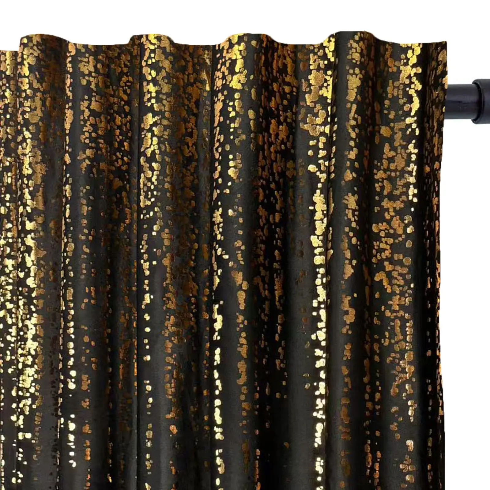 2PCS Rod Pocket Gradient Gold Hot Stamping Velvet Blackout Curtains, For Living Room Bedroom, Lovely Housewarming Gift