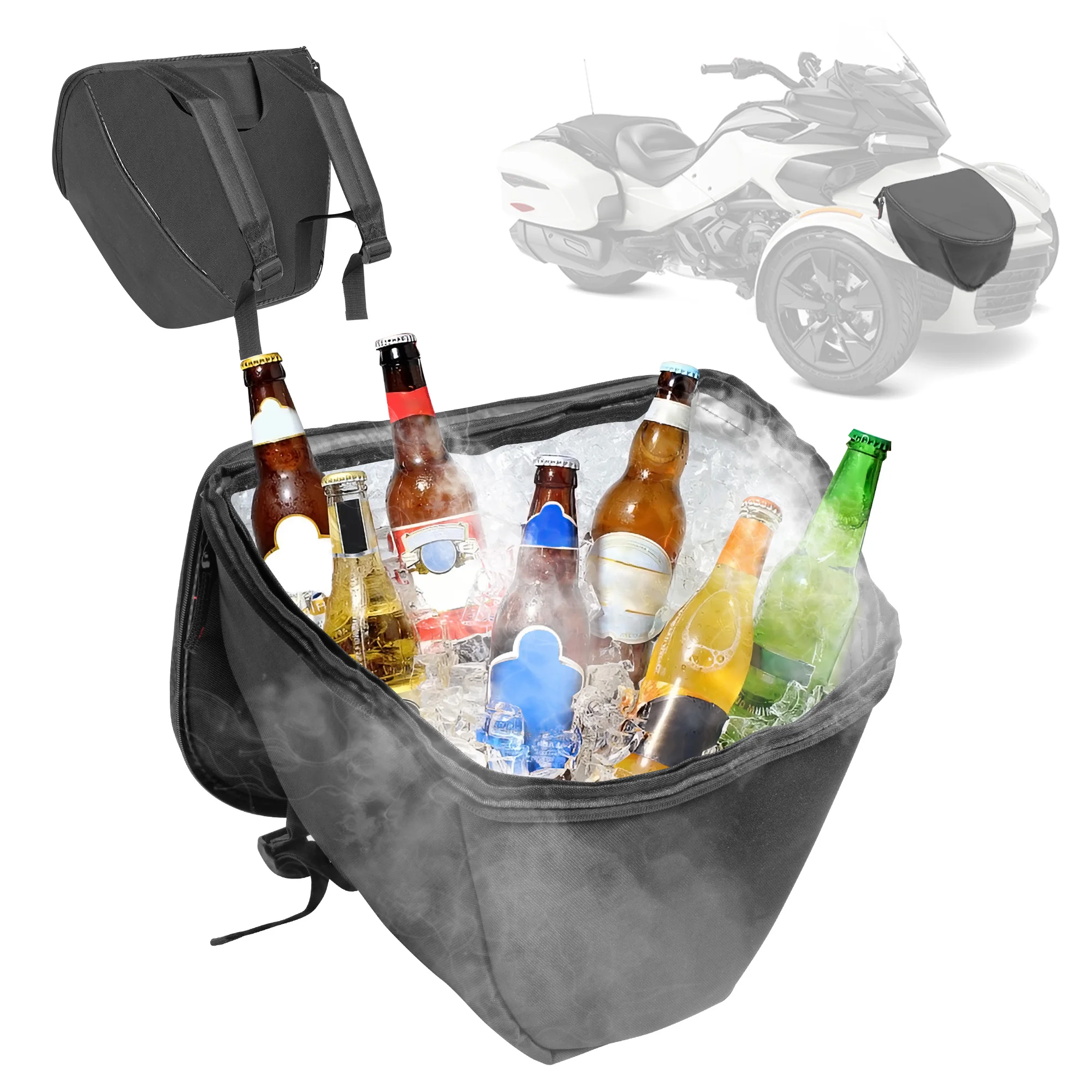 Large Capacity Motorcycle Cooler Bag for Can-Am Spyder F3: Removable, Waterproof & Converts to a Multifunctional Backpack