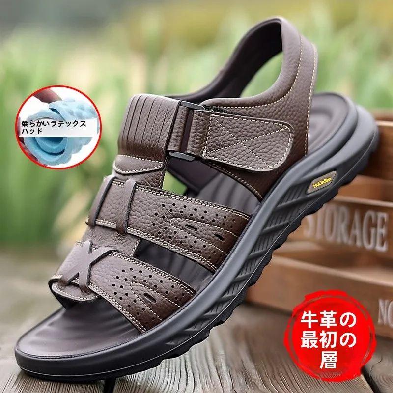 mulinan-genuine-leather-sandals-men's-summer-new-soft-bot-casual-beach-oes-outdoor-slippers-breathable-comfortable