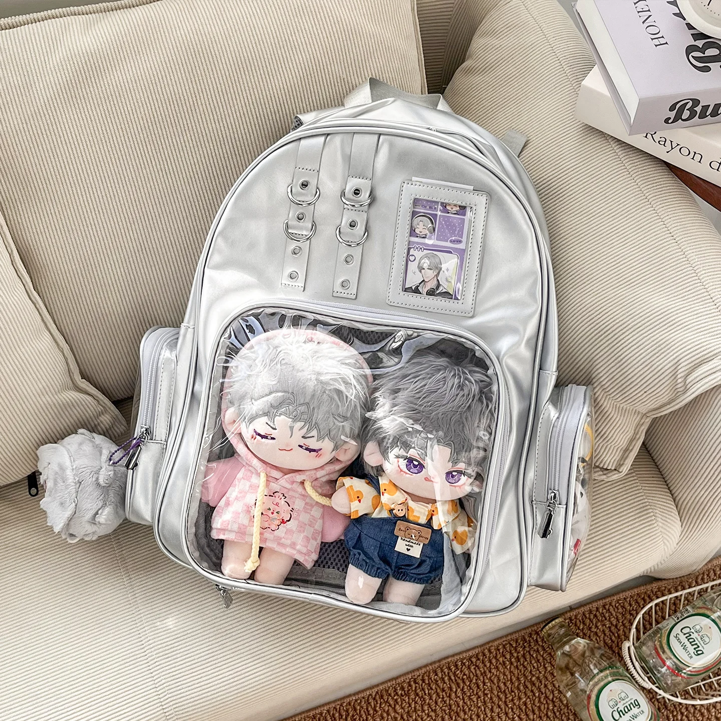 オリジナル透明ダブルショルダー二次元キャンパススクールバッグレディースバッグ