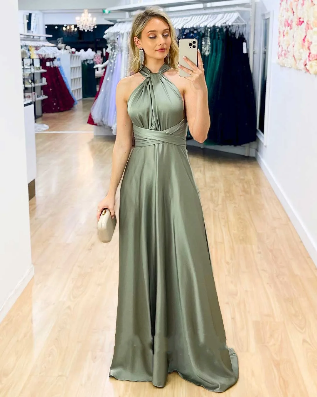 

Satin Simple Multi Wearing Method Bridesmaid Dresses Soft Customized A-line Women Evening Gowns Wedding Party Classic Long Dress