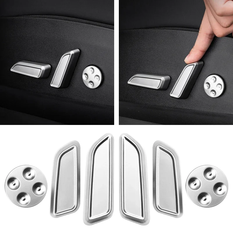 6 Pcs/set Car Seat Adjustment Button Cover Protector Decoration Trim Stickers for Tesla Model 3 Model Y 2016-2021 2022 2023