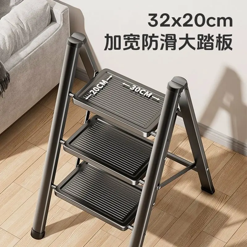 Thick Foldable Telescopic A-frame Ladder, Portable Multi-purpose Indoor Step Stool for Household Access