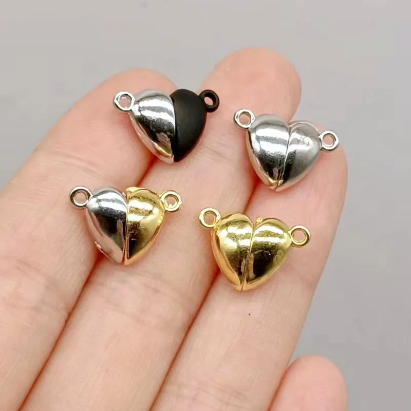 10sets(20pcs) Silver Color Heart Round Magnetic Snap Charms Tool Pendant Fit DIY Handmade Metal Jewelry Making Finding Supplies