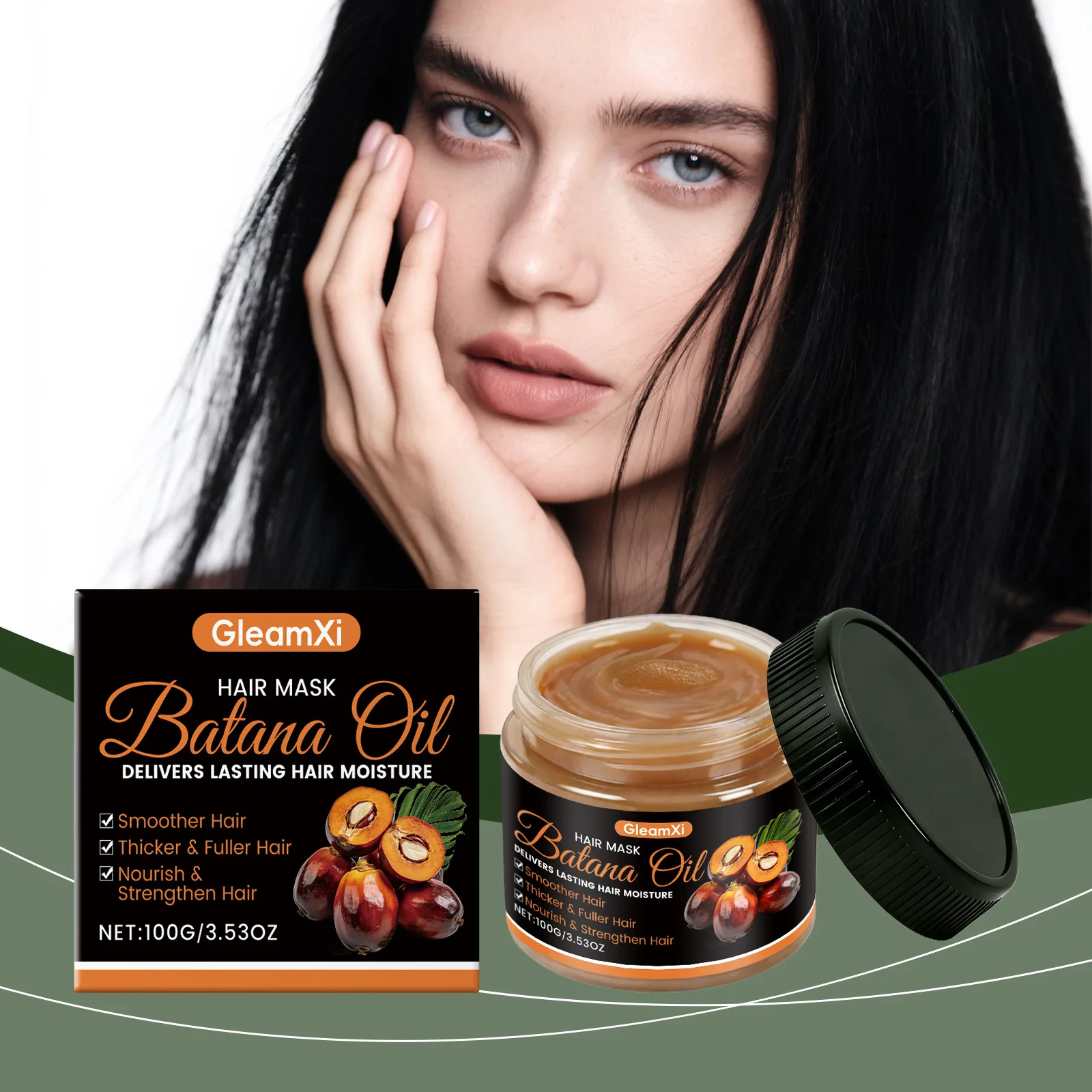 

Batana Oil Hair Care Mask Deeply Nourish Scalp Hydrate Hair Tame Frizz Add Refreshing Shine Fit for All Kinds of Hair Texture